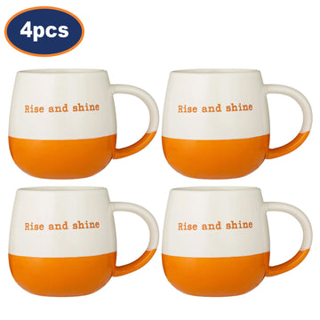 4Pcs 340ml Stoneware Rise & Shine Coffee Mug