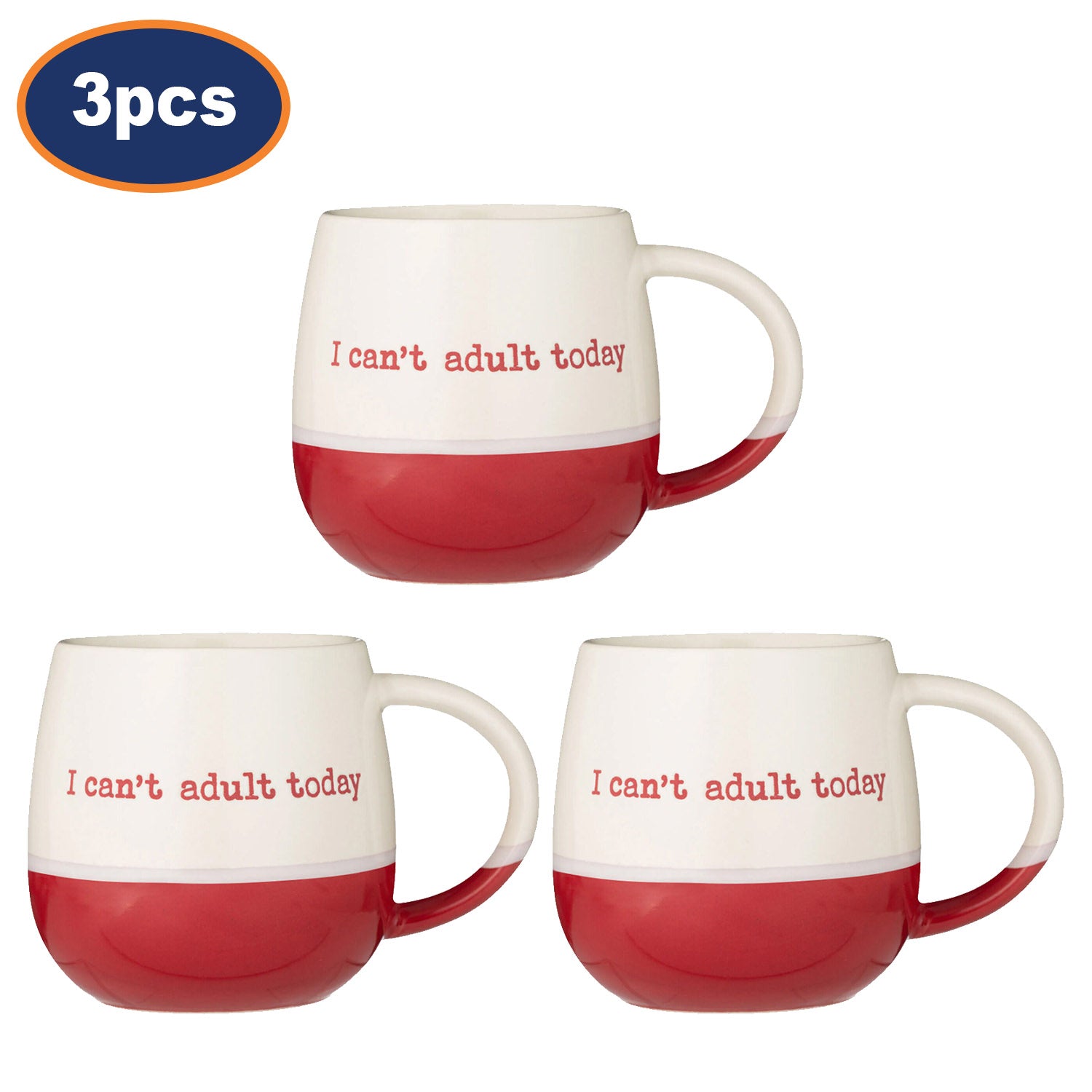 3Pcs 340ml Stoneware I Can't Adult Today Coffee Mug