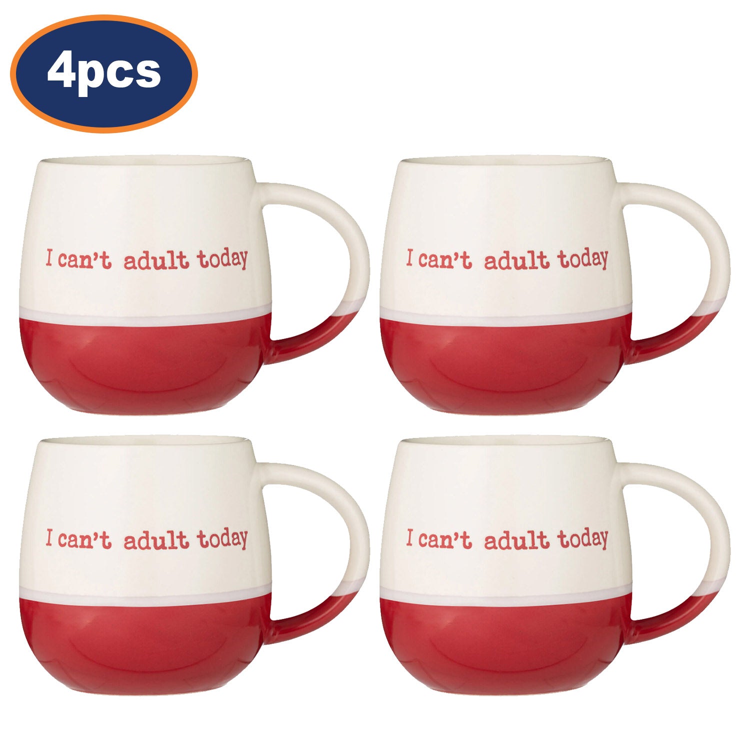 4Pcs 340ml Stoneware I Can't Adult Today Coffee Mug