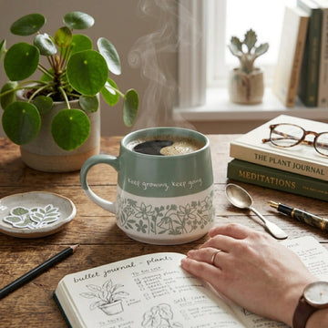 450ml Glaze Floral 2 Tone Green 'Keep Growing Keep Going' Mug