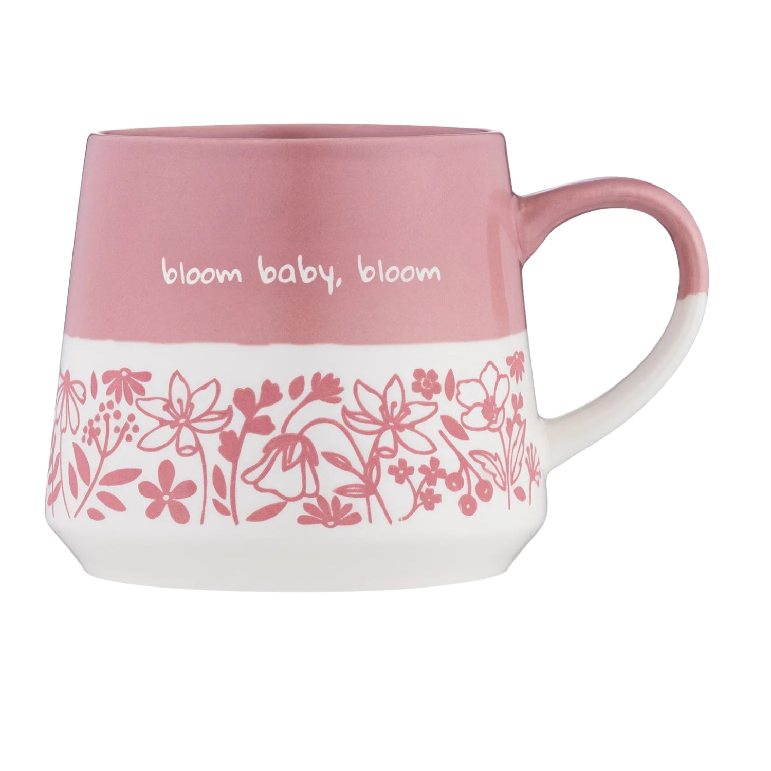 450ml Glaze Floral 2 Tone 'Bloom Baby Bloom' Pink Mug