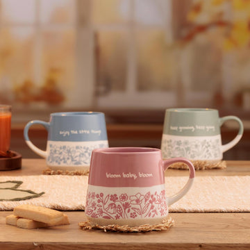 450ml Glaze Floral 2 Tone 'Bloom Baby Bloom' Pink Mug
