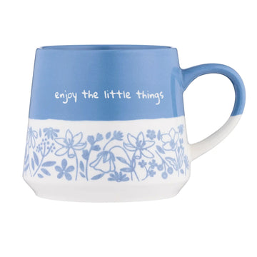450ml Glaze Floral 2 Tone Blue 'Enjoy The Little Things' Mug