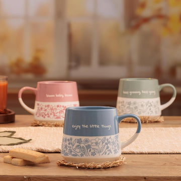 450ml Glaze Floral 2 Tone Blue 'Enjoy The Little Things' Mug