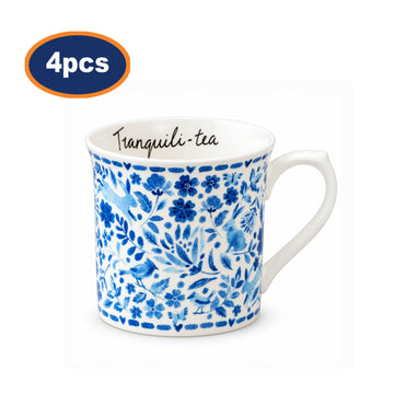 2Pcs 230ml Fine China Floral Bird Rabbit Design Tea Mug