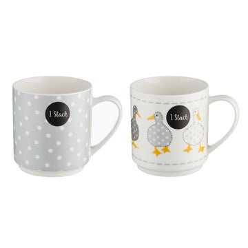 Madison Stackable 2 Fine China Mugs Assorted