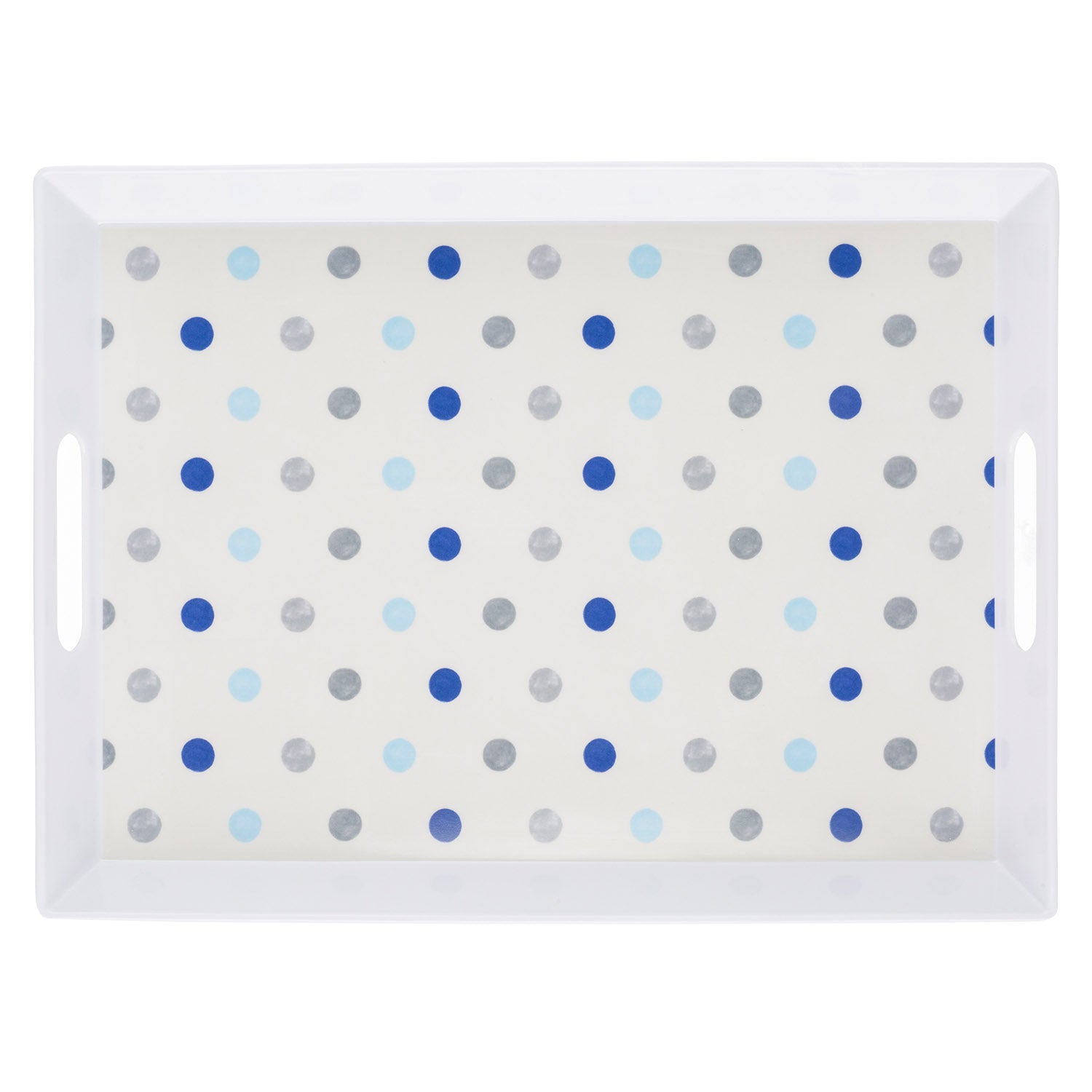 Padstow Large Plastic Blue Polka Dot Melamine Serving Tray