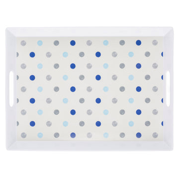 Padstow Large Plastic Blue Polka Dot Melamine Serving Tray