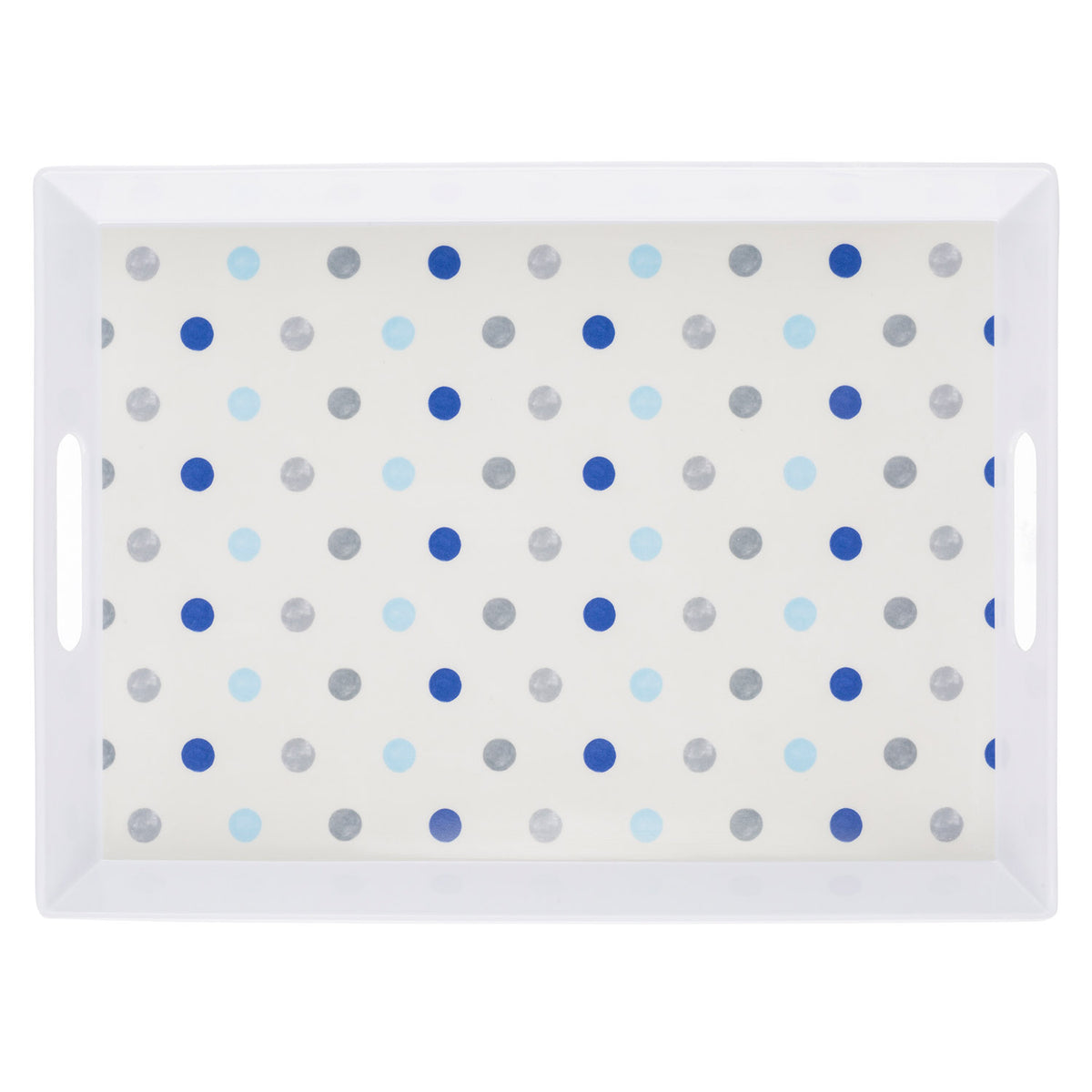 Padstow Large Plastic Blue Polka Dot Melamine Serving Tray