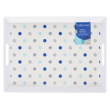Padstow Large Plastic Blue Polka Dot Melamine Serving Tray