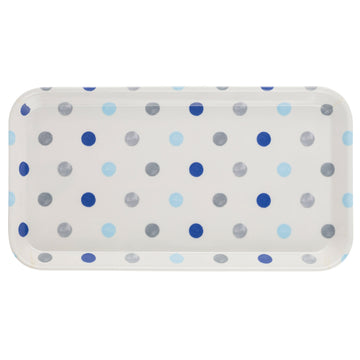 Padstow Blue Polka Dots Plastic Melamine Serving Tray
