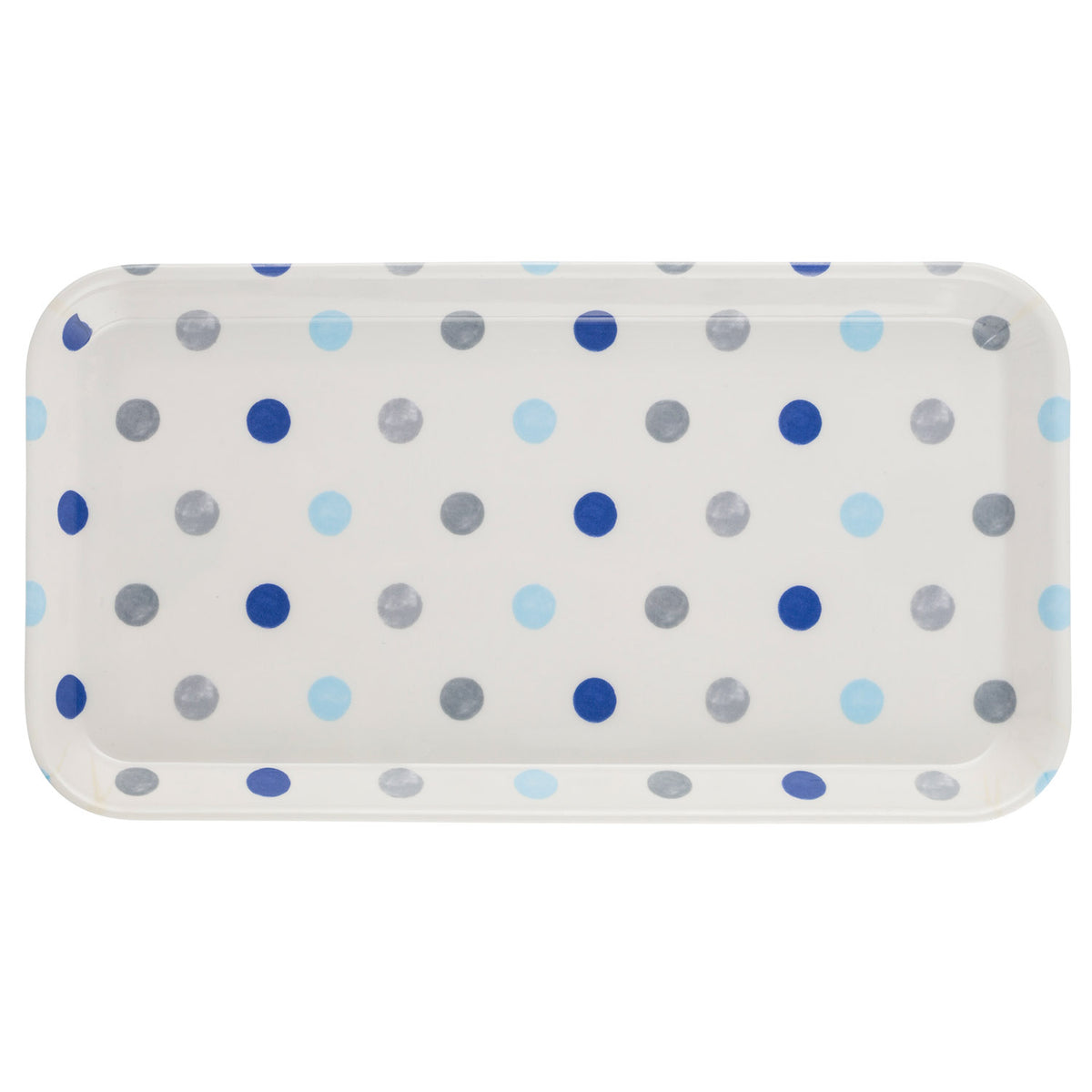 Padstow Blue Polka Dots Plastic Melamine Serving Tray