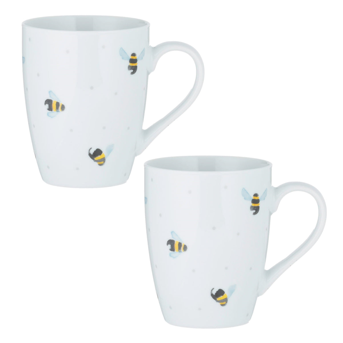 2PCS 380ml Porcelain White Bee Mug