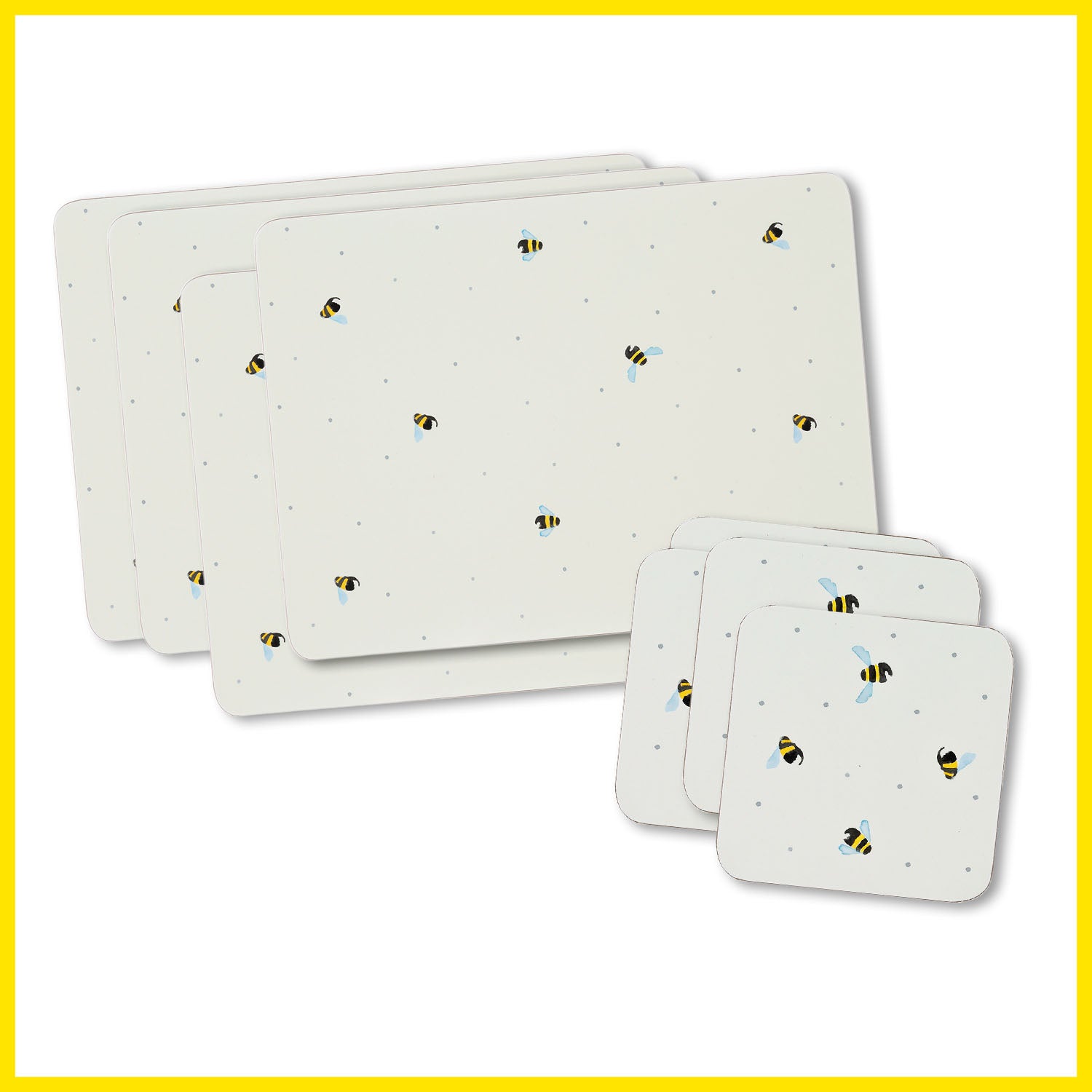 8Pcs Sweet Bee Placemats & Coasters Set