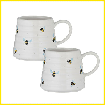 2Pcs 350ml Sweet Bee Ceramic Mugs