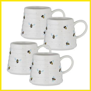 4Pcs 350ml Sweet Bee Ceramic Mugs
