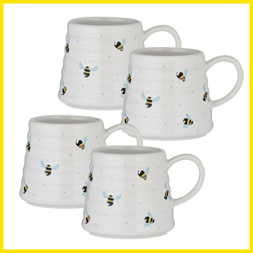 4Pcs 350ml Sweet Bee Ceramic Mugs