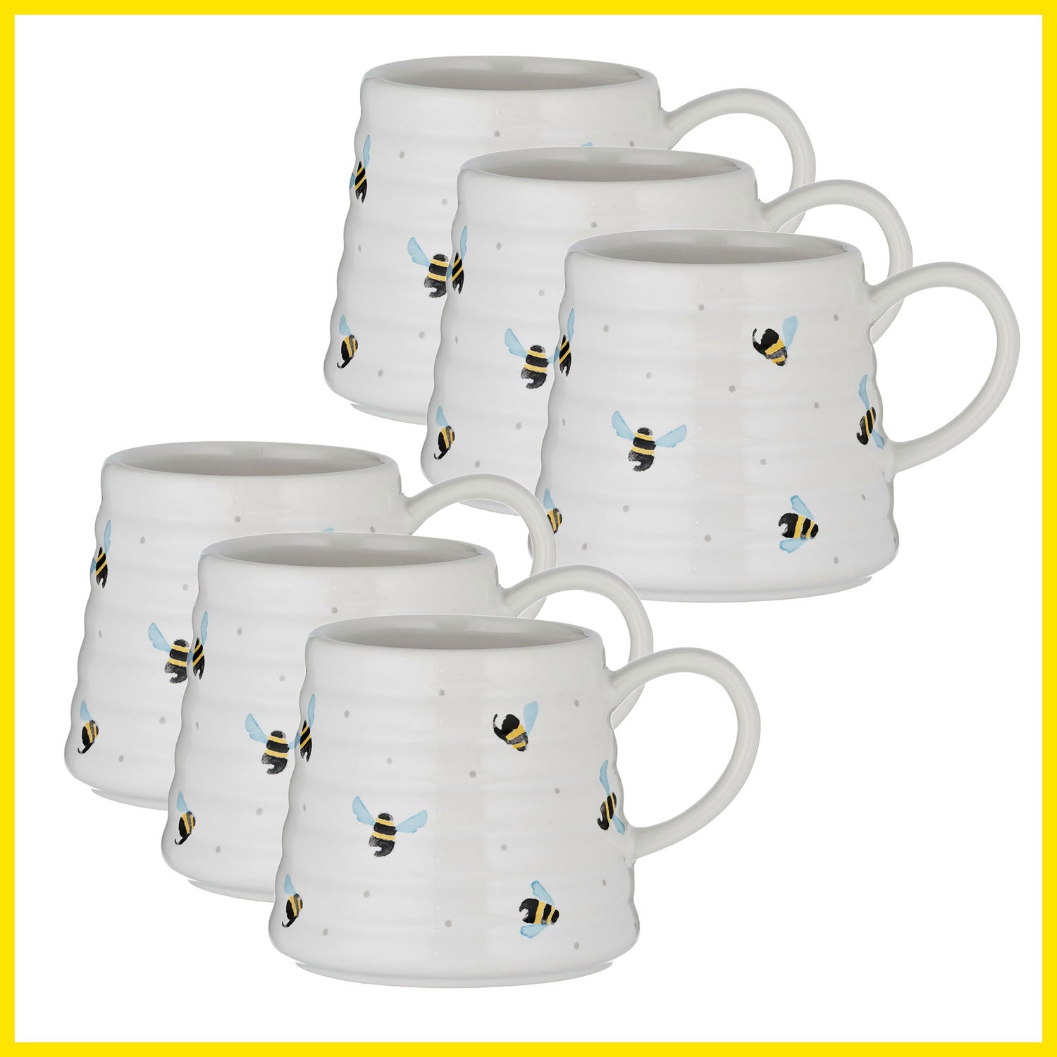 6Pcs 350ml Sweet Bee Ceramic Mugs