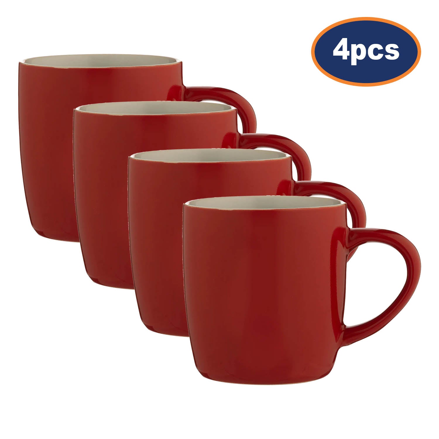 4Pcs 330ml Red Ceramic Mug