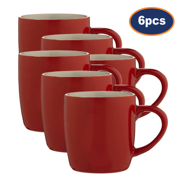 6Pcs 330ml Red Ceramic Mug