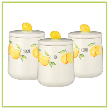 3-Set Amalfi Lemon Ceramic Jars