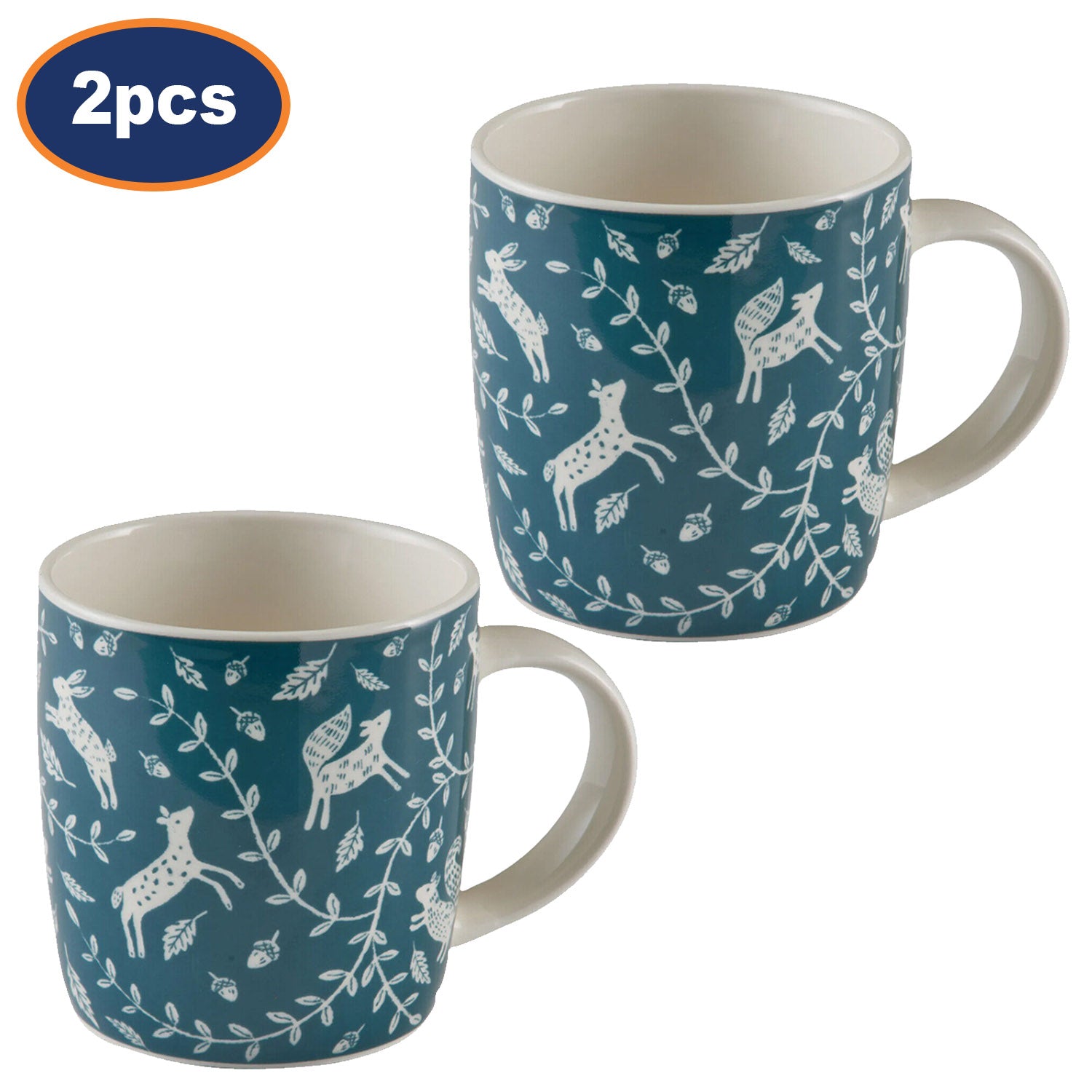 2Pcs 340ml Emerald Fine China Coffee Mug