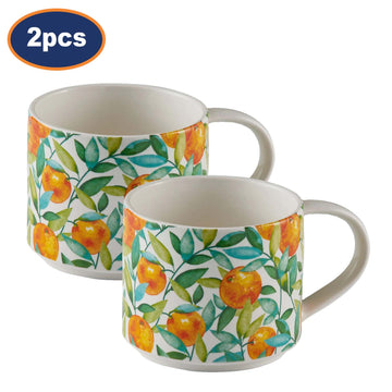 2Pcs Price & Kensington 350ml Orange Trail Design Coffee Mug