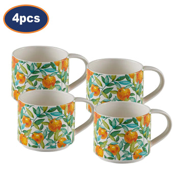 4Pcs Price & Kensington 350ml Orange Trail Design Coffee Mug