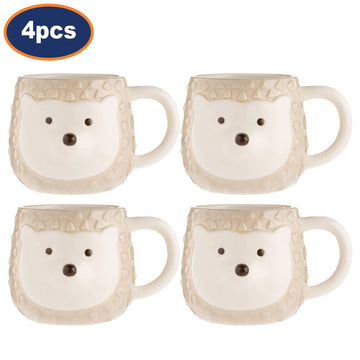 4Pcs 570ml Woodland Hedgehog Ceramic Coffee Mug