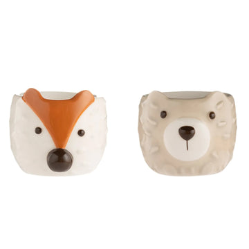 Woodland Fox & Bear Ceramic Boiled Egg Holders