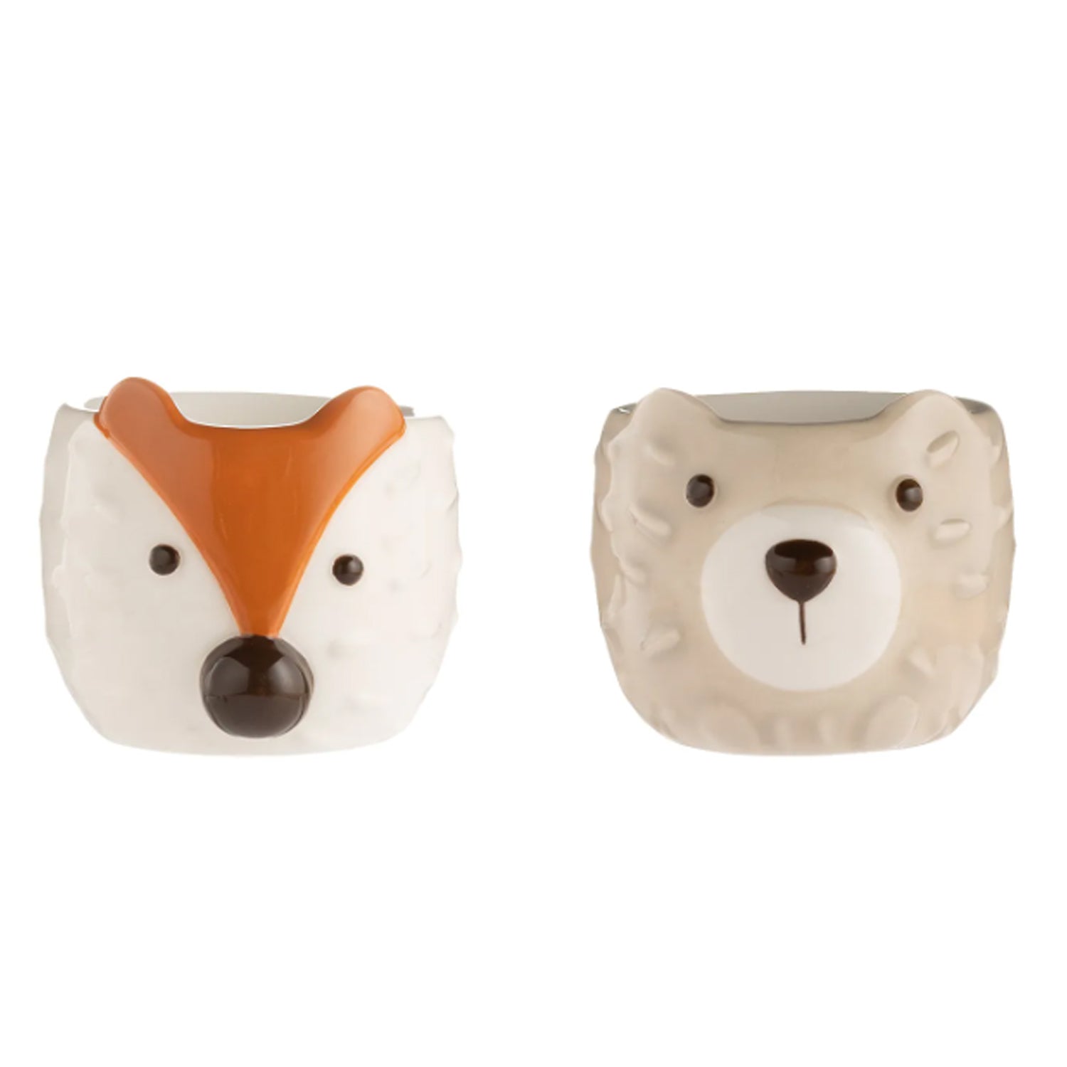 Price & Kensington  Woodland Fox & Bear Ceramic Egg Holders