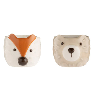 Price & Kensington  Woodland Fox & Bear Ceramic Egg Holders