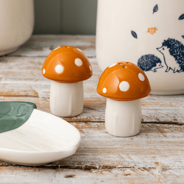 Woodland Ceramic Mushroom Salt & Pepper Pots