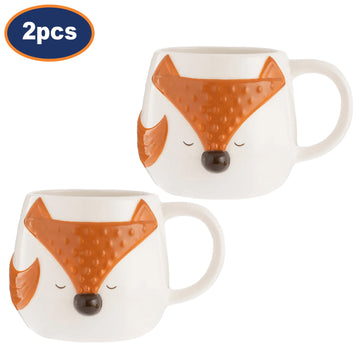 2Pcs 570ml Woodland Fox Ceramic Coffee Mug