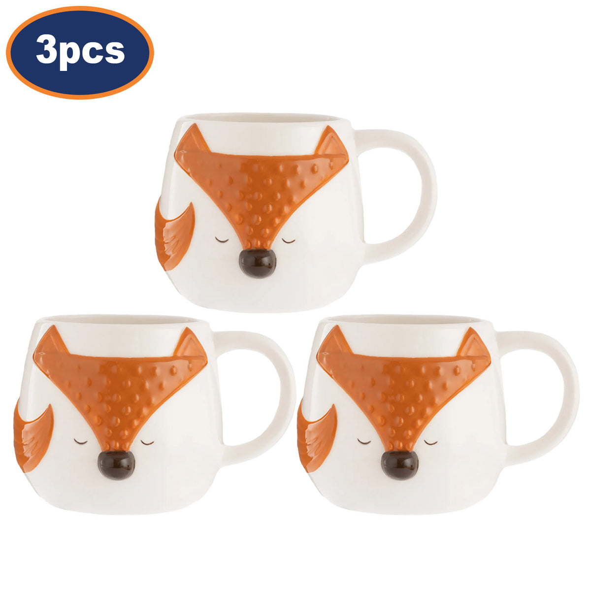 3Pcs 570ml Woodland Fox Ceramic Coffee Mug