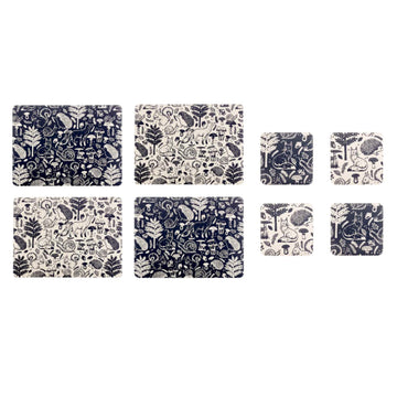 8pcs Woodland Placemats & Coasters Set