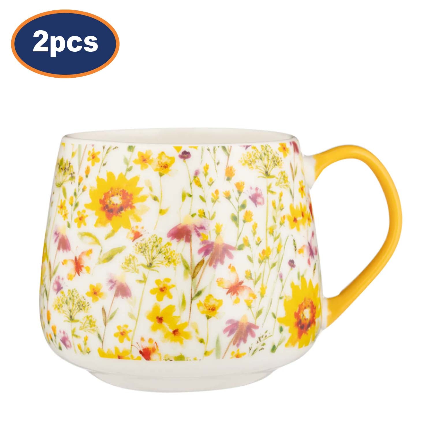 2Pcs Price & Kensington 425ml Sunflower Fine China Mugs