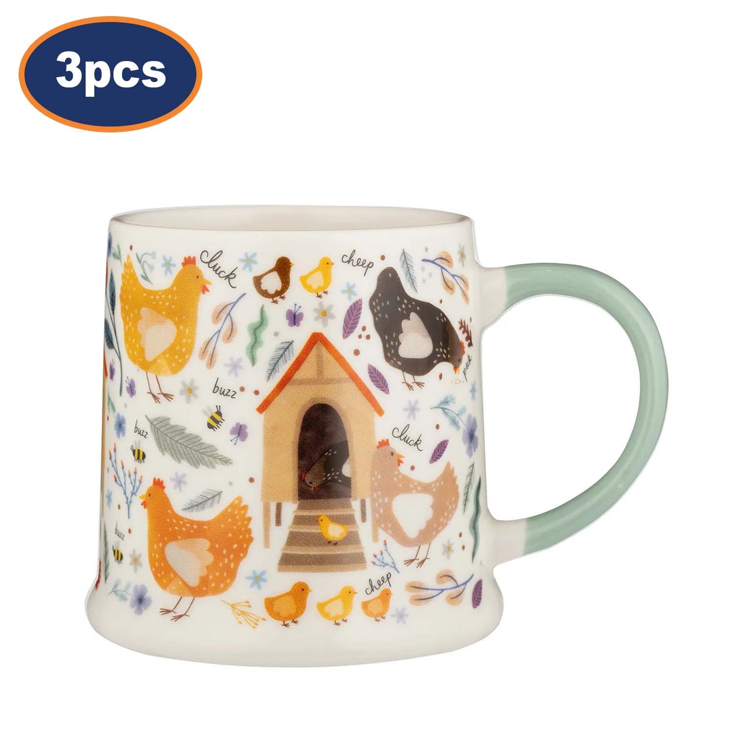 3Pcs Price & Kensington 380ml Chicken Coop Fine China Mugs