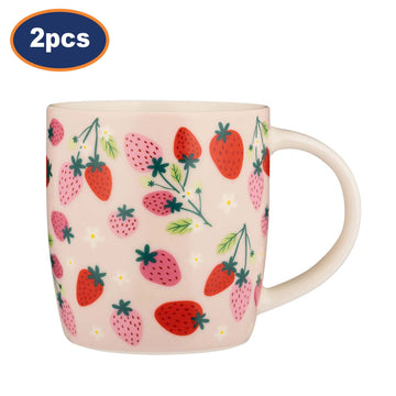 2Pcs Price & Kensington 340ml Strawberry Fine China Mugs