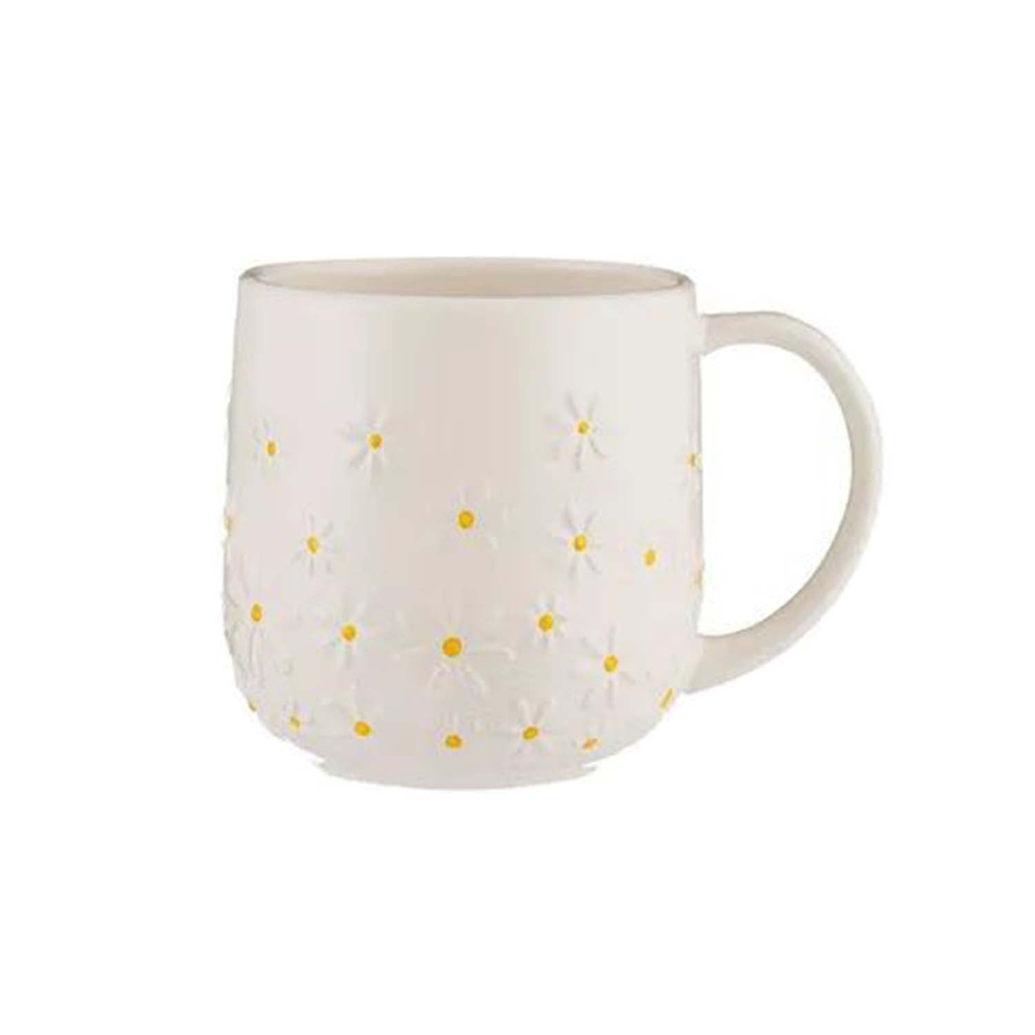 320ml Cream & Yellow Textured Daisy Ceramic Tea Mug