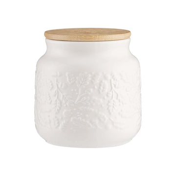 700ml Cream Stoneware Embossed Acorn Design Airtight Sugar Jar