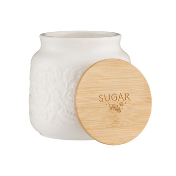 700ml Cream Stoneware Embossed Acorn Design Airtight Sugar Jar