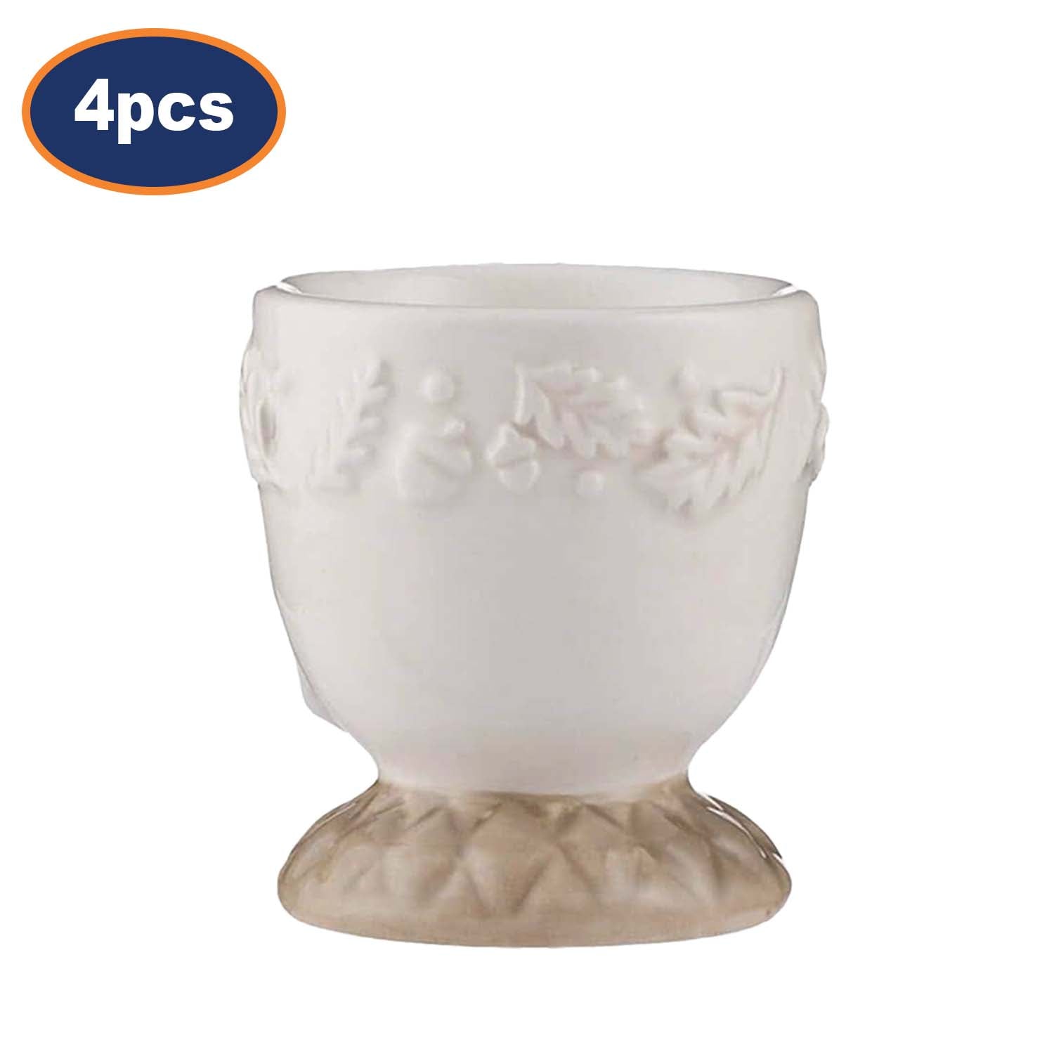 4pcs Cream Hand Painted Ceramic Egg Cups