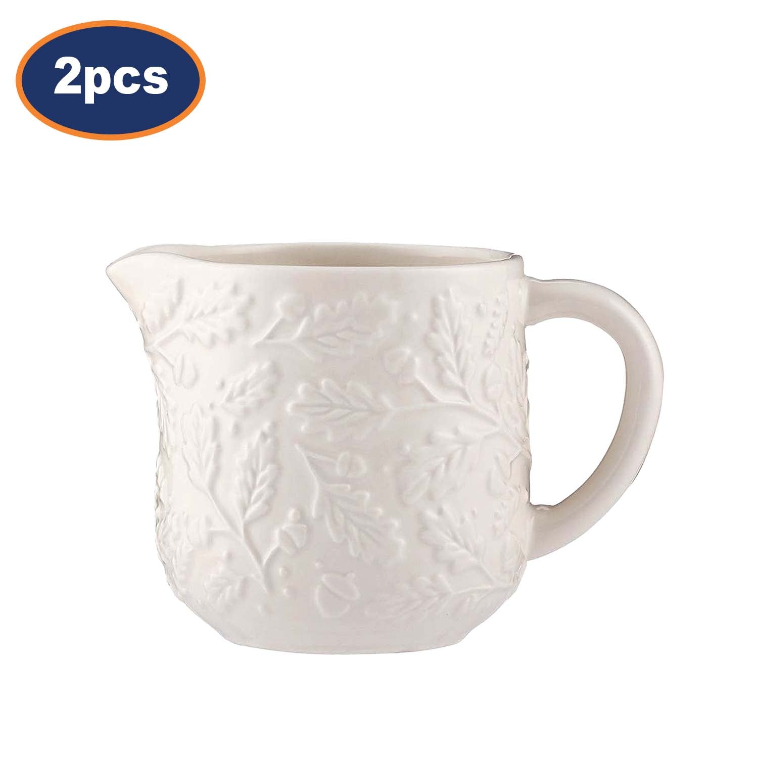 2Pcs 300ml Cream Glaze Acorn Ceramic Milk Jug