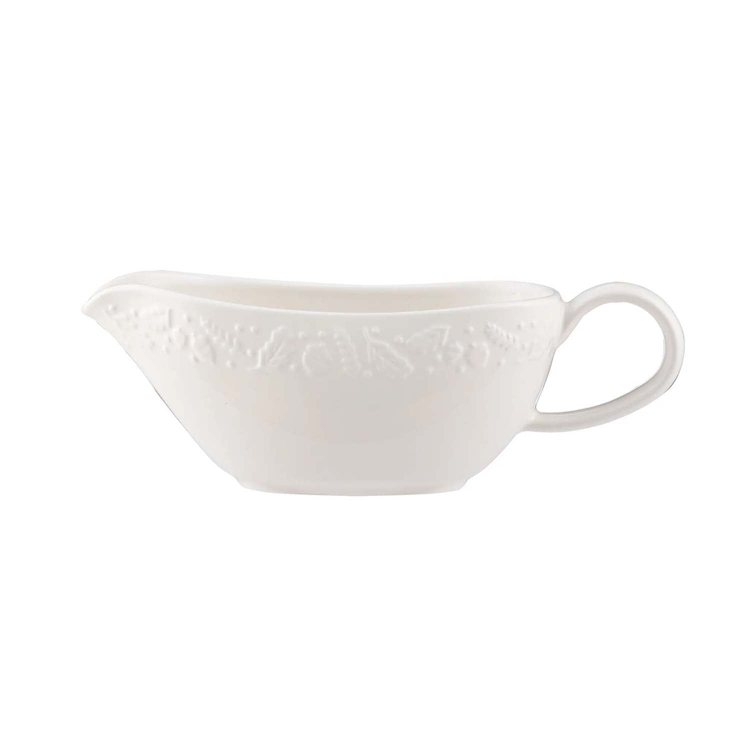 450ml Cream Stoneware Embossed Acorn Design Gravy Boat