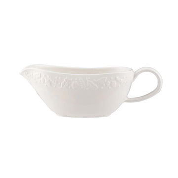 450ml Cream Stoneware Embossed Acorn Design Gravy Boat