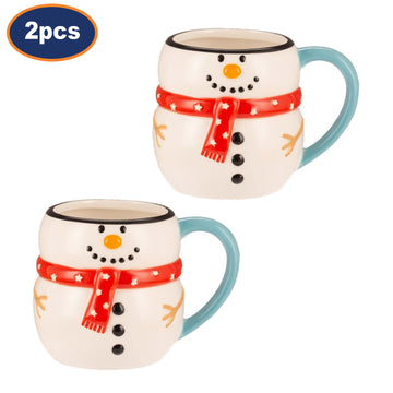 2Pc Christmas Snowman Ceramic Mug Set