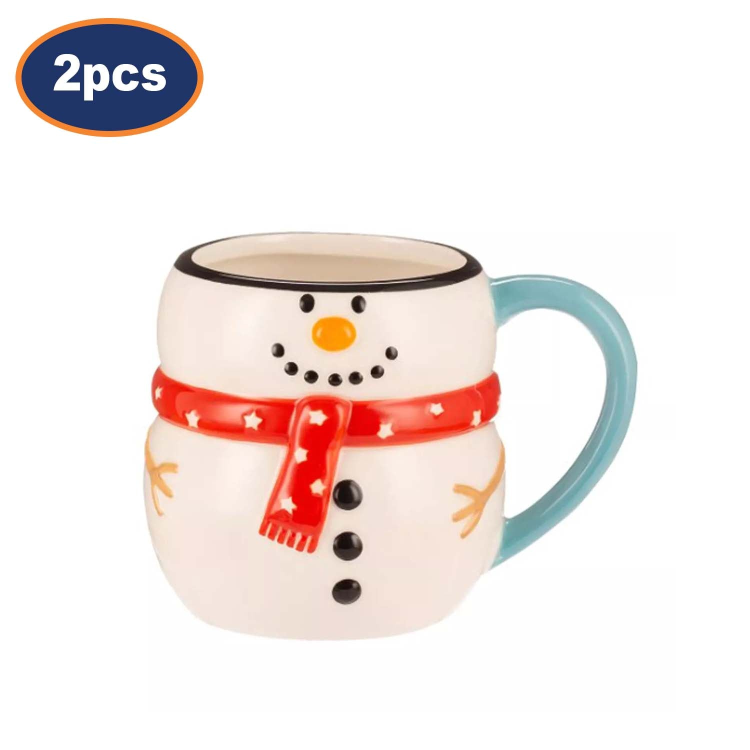 2Pc Christmas Snowman Ceramic Mug Set