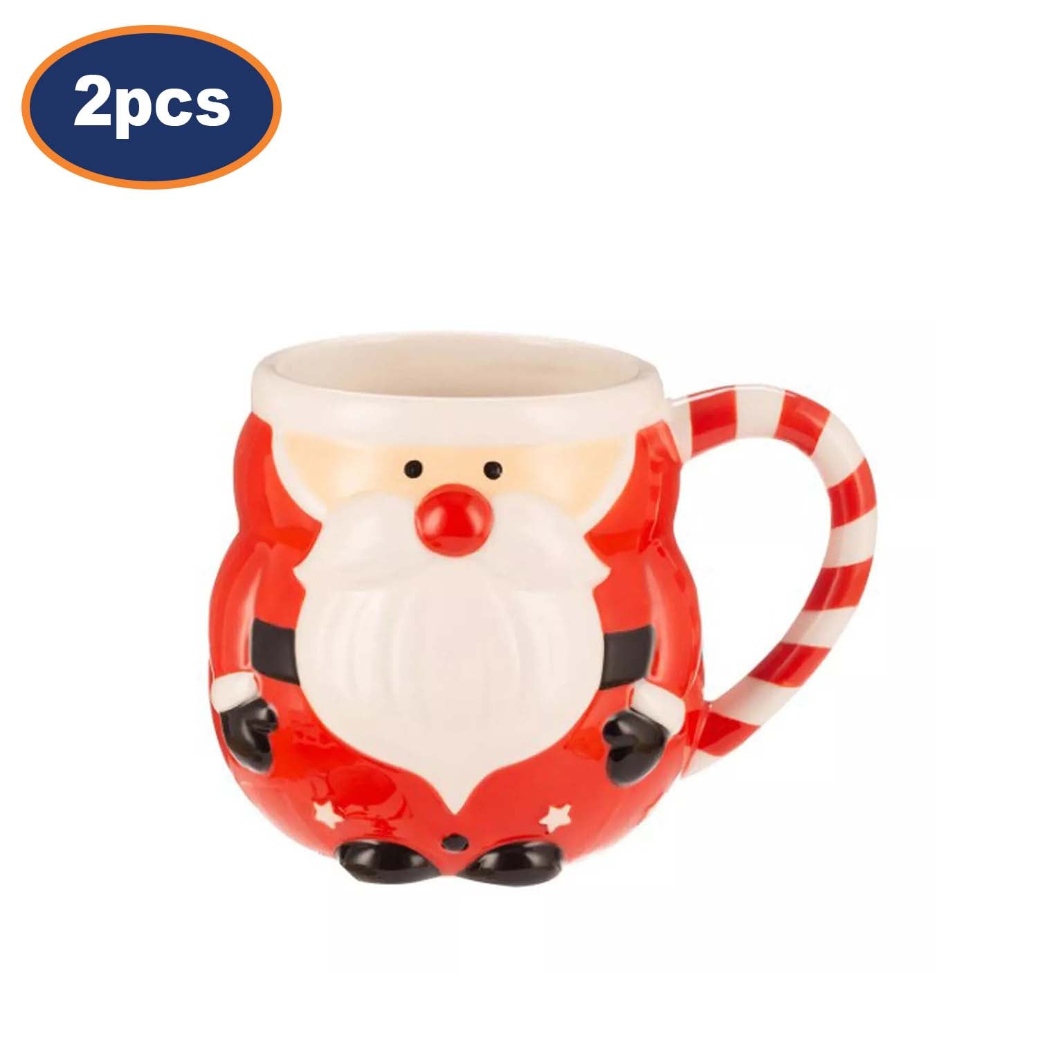 2Pc Father Christmas Ceramic Mug Set