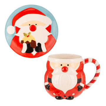 Father Christmas Ceramic Mug & Dessert Plate Set
